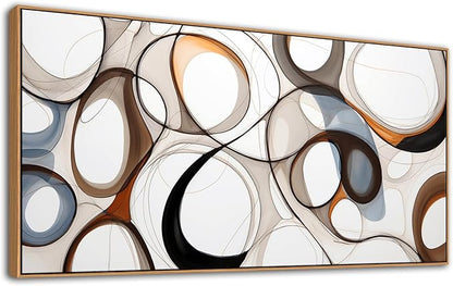 Framed Wall decor for Living Room Brown Abstract Canvas Wall Art - Kitchen & office Wall Art Prints Modern artwork, Wood Frames Decor, Bedroom Decorations 24×48