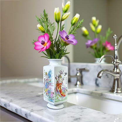 MTME Porcelain Figurines, Jingdezhen Decorative Flower vase, Home Decor, Wedding Gifts, Aesthetic Sculpture Home décor (Four Ladies)