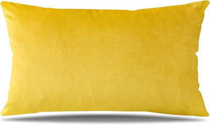 Artscope Luxury Velvet Pillow Covers Decorative Rectangle Pillowcases Soft Solid Cushion Cases for Couch Sofa Bedroom Car Decor 16x24 Inch Golden Yellow