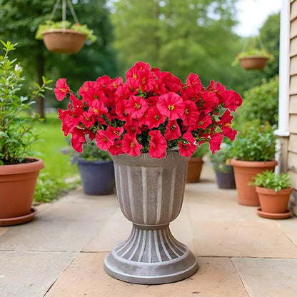 Artificial Silk Flowers for Outdoor Decoration,12 Bundles Faux Flowers Colorful Morning Glory with Eucalyptus Fake Plants Greenery UV Resistant for Outside Front Door Planter Porch Patio Yard