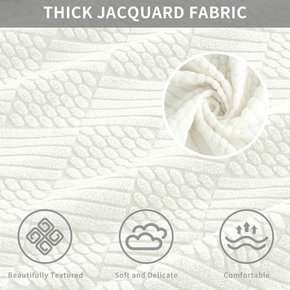 Easy-Going Waterproof Couch Cushion Covers for Couches and Sofas, Stretch Jacquard Sofa Seat Cover Replacement for Dogs, Pets & Kids, Durable Furniture Protector for Sofa Cushions, Ivory