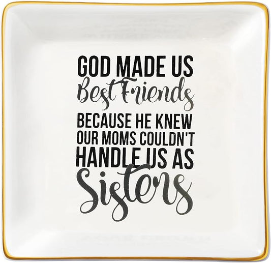 JoycuFF Best Friend Birthday Gifts for Women Jewelry Dish Tray Cute Ring Holder Unique Gifts for Bestie Bff Thanksgiving Day Mother's Day Christmas