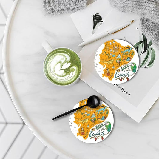 Coasters Set of 6 Ceramic Drink Coaster with Cork Base Modern Style Coasters for Mugs and Cups Office Kitchen 4 in
