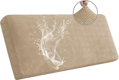 Easy-Going Waterproof Couch Cushion Covers for Couches and Sofas, Stretch Jacquard Sofa Seat Cover Replacement for Dogs, Pets & Kids, Durable Furniture Protector for Sofa Cushions, Camel