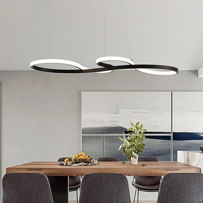 Modern LED Chandelier Dining Room Pendant Light Dimmable Creative Chandelier Dimmer Color 3000-6000K Adjustable Hanging Lamp for Bedroom Living Room Kitchen 50W (Black)