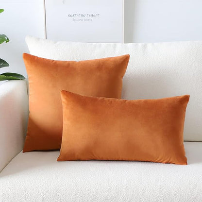 Artscope Luxury Velvet Pillow Covers Super Soft Decorative Square Throw Pillow Covers Case Cushion Covers for Sofa Couch Bedroom Car Decor 26x26 Inch Orange