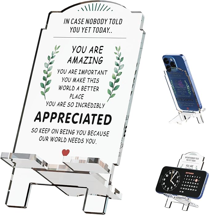 Creative Masterpiece Painting Board Phone Stand for Stylish Desktop Display – Complete Set of Acrylic Decorations, Ideal Gift Option! (Transparent - Motivational Message)