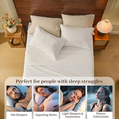 MEISHANG 100% French Pure Linen Sheets California King - Bed Sheets 4 Piece Sets, Soft Durable Flax Linen, Anti-Tear Breathable Oeko-Tex Certified with 16" Deep Pocket (White)