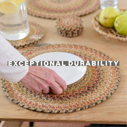 Homespice Kingston Braided Oval Table Runner, Warm Country Decor, Multicolor 11x36 - Jute Dining Table Accessories - Rich Colors, Easy to Clean, Durable and Protects Furniture