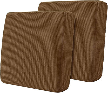 Hokway Stretch Couch Cushion Covers, 2 Piece Individual Sofa Cushion Slipcovers，Jacquard Sofa Seat Slipcover Set, Non-Slip Protector for Cushion (Coffee,Small-2PC)