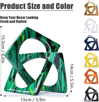 XMGZQ Emerald Green Knot Statue for Coffee Table Centerpiece Decor,Modern Abstract Art Geometric Sculpture and Figurines, Home Decor Accent,Cube Knick Knacks for Shelves,Bookshelf,Entryway,Floating