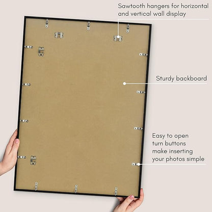 Americanflat 24x34 Poster Frame with Polished Plexiglass - Use as 20x30 Frame with Mat or Display 24x34 Photo Without Mat - Streamline Collection - Thin Border Picture Frames for Wall - Black
