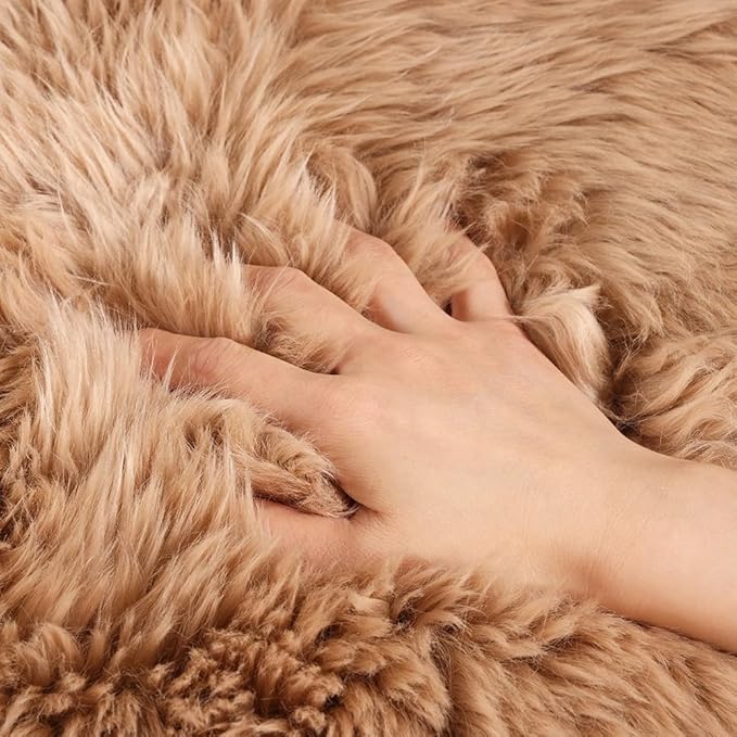 WL&ALLEN Large Sheepskin Rug Genuine Thick and Lush 3 Inch Pile，Luxury Australian Pelts |Large Sheepskin Wool Area Rugs (Single Pelt 2'6" x 3'7"，Light Brown)…