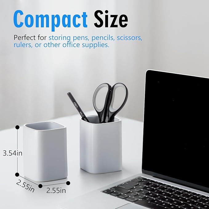 Pen Holder, 2 Pack Pencil Holder for Desk,Ceramic Pencil Cup Desk Organizer, Makeup Brush Holder Cute, Stationery Accessories for Office, School, Home (Matte white)