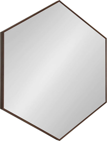 Kate and Laurel Rhodes 6-Sided Hexagon Wall Mirror, 30.75x34.75 Walnut Brown