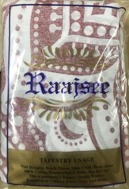 raajsee Pink White Tapestry Mandala Wall Hangings, Indian Cotton Beach Throw Blanket, Hippie Tapestries Boho Decor Bohemian Bedding,Twin Bedspread 52x82 inches