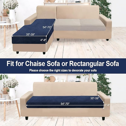 NAISI Sectional Couch Cover 1 Piece Velvet Separate Chaise Lounge Cover Soft Stretch Sofa Slipcovers for Left/Right Chaise Sectional Couch(Chaise Lounge,Navy)