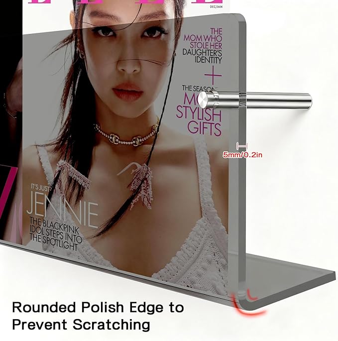2 Pack Acrylic Magazine Holder, Wall Mounted Magazine Rack Floating Bookshelf for Waiting Room, Living Room, Office, Home (Black, 24 Inch)