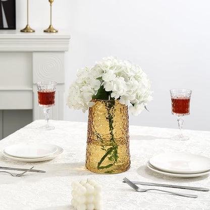 Amber Glass Vase, Flower Vases for Bouquet, Modern Glass Vase for Flowers, Large Vases for Living Room, Bedroom, Kitchen, Office, Wedding, Dining Table, 8 Inches