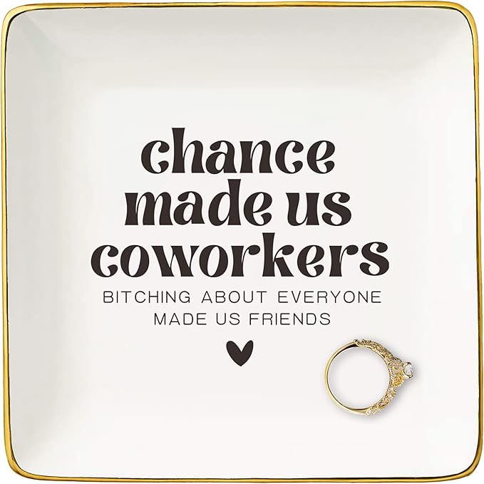 Funny Colleagues Promotion,Farewell,Retirement,Goodbye,Leaving New Job Gift for Woman,Friends,Coworkers,Boss,Leader-Christmas Gift-Jewelry Tray Trinket Holder Ring Dish-Chance Made Us Coworkers