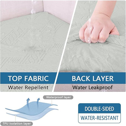 hyha Waterproof Couch Cushion Covers for Sectional Sofa, Sofa Slipcover Washable, Sectional Chaise Lounge Couch Covers L Shape for Pets with Elastic Bottom(Chaise, Light Grey)