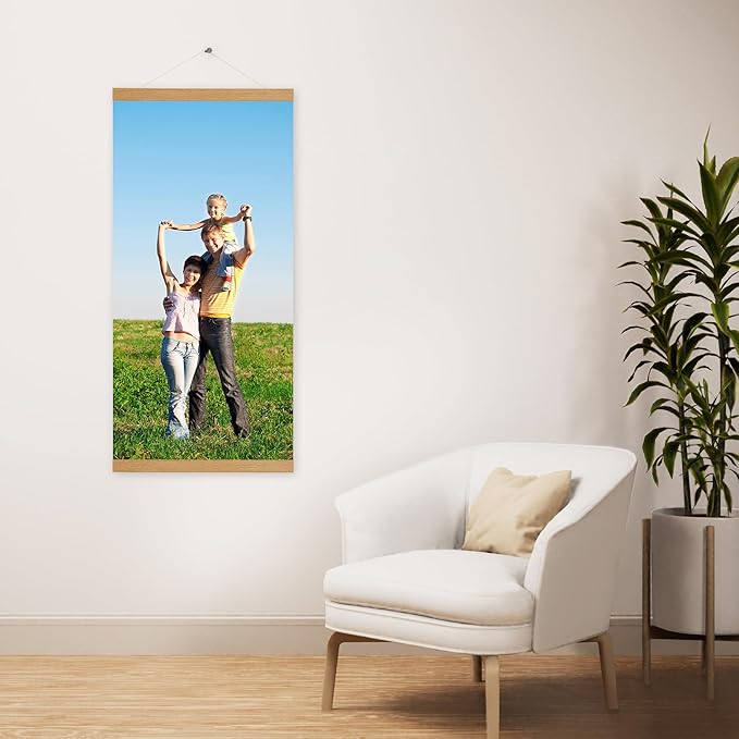 SZDHHH Custom Photo Prints with Magnetic Hanger Frame Canvas Poster Prints With Your Photos Personalized Hanging Poster Pictures Wall Art Decor Framed for Home Decor Gifts Keepsakes (40" Lx20 W)