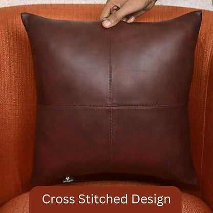 LL LEATHER LOVERS Genuine Lambskin Leather Pillow Cover, 14x14 Inch Case for Lumbar Throw Couch Pillows, Thick & Soft Cushion Covers for Sofa Bed Home Décor (Antique Dark Brown Plain Pack of 1)