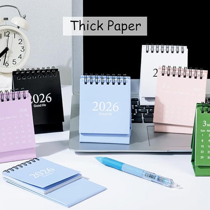 2026 Mini Desk Calendar Monthly Simple Style Flip Standing Calendar 3.9" x 3" - Black (Jan. 2026 to Jul. 2027)