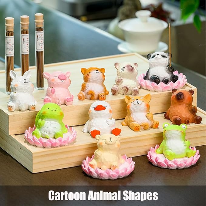 Dog Lotus Incense Holder Cute Shiba Inu Animal Figurine Incense Burner Flower Stand Ash Catcher Creative Cartoon Resin Dog Statue for Home Room Decor Meditation Yoga Spa