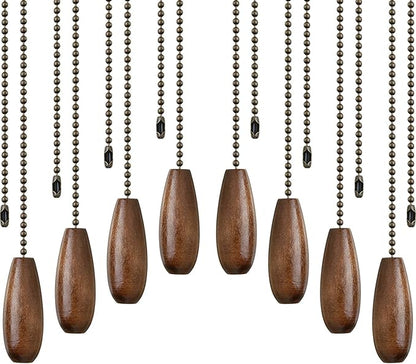 8 Pieces Ceiling Fan Pull Chains Extender Wooden Pendant Pull Chain Extension for Ceiling Light Lamp Fan(Walnut Color)