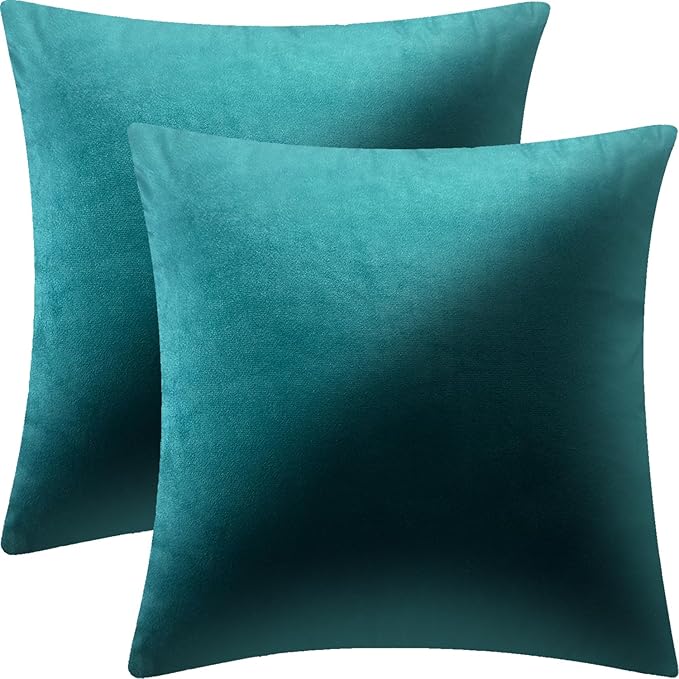 2 Pack 20x20 Pillow Cover Velvet Pillow Covers, Square Throw Pillow Covers for Living Room Decorations Throw Pillow Case, Throw Pillow Cover Cushion Cover for Sofa Bedroom Car, Teal Velvet