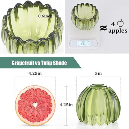 Tulip Lamp Shades Replacement, 5" Dia. * 4.25" H Green Glass Sconce Shade Heavy and Thick for Wall Sconces Pendant Lights Ceiling Lights Chandelier, 1 Pack