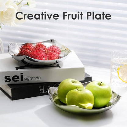 Premium Candy Bowl, Stanless Steel Decorative Bowl,Candy Dish for Office Desk, Key Bowl For Entryway Table, Silver Tray-Hand Mirror Polished -7.8 Inches