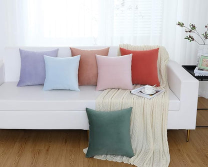 Jeneoo Comfy Soft Velvet Couch Throw Pillow Covers Decorative Solid Square Cushion Cases for Bedroom Sofa Car Decor (Baby Blue, 18 x 18 Inches, 2 Pieces)