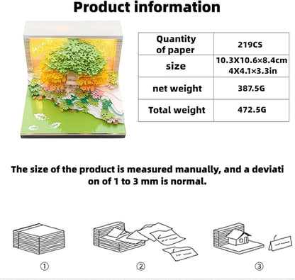 3D Calendar 2026, Desk Calendar With LED Light, 3d Tree Memo Pad Creative Desk Calendar, Christmas Gift for Colleague Friend, Desktop Decoration
