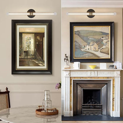 Modern Black Crystal Picture Light for Wall Hardwired, 24 Inch Dimmable Painting Lights for Wall Art, Vanity, Over Mirror, Paintings, Living Room, Picture Frame (Includes Bulb)