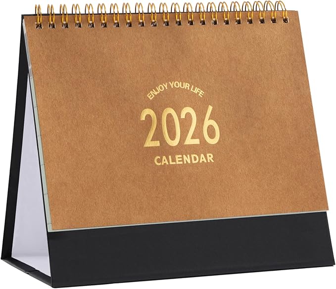 Small Desk Calendar 2025-2026, Use Now to Dec 2026, Standing Flip Desktop Calendar with To-do List & Notes, Academic Year Desk Calendar with Stickers, Monthly Calendar for Home Office (Khaki)