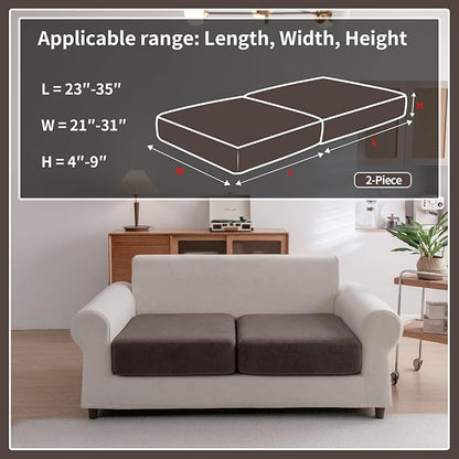Sectional Couch Covers, Wear Resistant Stretch Sofa Covers Washable Soft Couch Cushion Covers Anti Slip Furniture Protector Sofa Slipcovers for Pets (2 Pieces 2 Seaters Cover, Brown)
