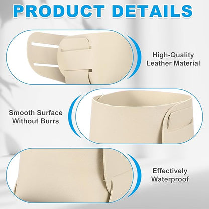 PATIKIL 2Pack Leather Desk Organizer, Leather Pencil Pen Holder Jewelry Valet Tray Hair Accessories Organizer for Bedroom Drawer Office Key Wallet Watch Pen Pencil Glasses, Beige