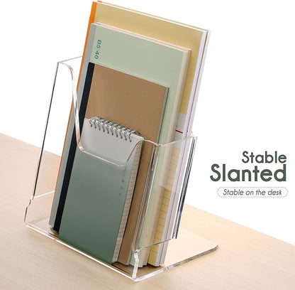Acrylic Brochure Holder 8.5X11Inch, Clear Flyer Stand Display, Magazine Pamphlet, Booklet Holder for Desk(1 Pack) Used For Office Exhibitions Café Hotel Lobby Library...