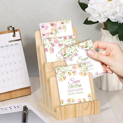 4 Tier Pine Wood Brochure Display Stand 6 x 9 inch Brochure Holder Pamphlet Display Stand for 5.5 x 8.5 inch 5 x 7 inch Booklets Menus Postcard Holder Multi Purpose Organizer