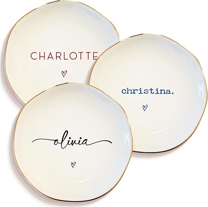 Personalized Ring Dish with Name – Custom Jewelry Tray Gift for Women, Bridesmaids, Mom, Grandma, or Best Friends – Elegant Personalized Trinket Dish for Wedding, Birthday, Christmas, Mother’s Day