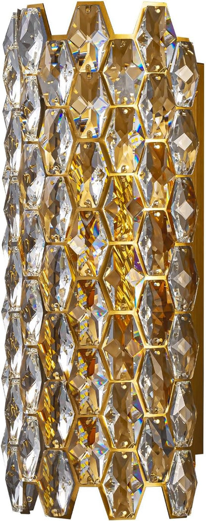 Crystal Wall Sconces,Modern Gold Wall Light Fixtures,Luxury Indoor Wall Lamp,Vanity Wall Mount Lamps for Living Room,Bedroom,Bathroom,Bedside,Hallway,Stairway