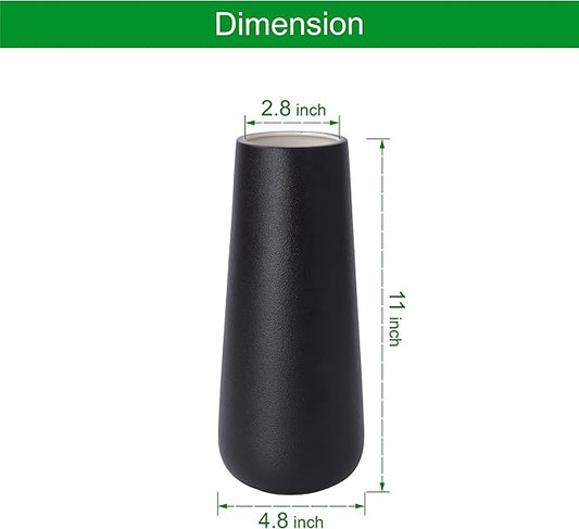 D'vine Dev 11 Inch Ceramic Flower Vase Textured Finishing, Minimalist Design for Kitchen, Bedroom, Living Room, Centerpieces, Office, Raven Grain, VS-XH-B-2