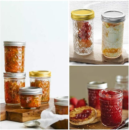 SPANLA 12 Pack Glass Mason Canning Jars With Regular Lids, Ideal for Jam, Jelly, Honey, Wedding Favors, Shower Favors, Baby Foods DIY Spice Jars - 4 OZ x 4, 8 OZ x 4, 12 OZ x 4