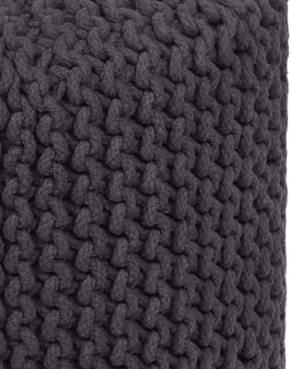 COTTON CRAFT Braided Round Pouf - Hand Knitted Cotton Cord Cable Dori Cylindrical Floor Pouf - Foot Stool Ottoman Footrest - Accent Seat - Living Room Bedroom Dorm Décor - 15 Round x 16 H - Grey