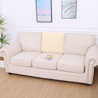 hyha Waterproof Couch Cushion Covers for Pets, Non Slip Sofa Seat Cover for Dogs Washable, Soft Thick Stretch Jacquard Fabric, Sofa Slipcovers with Elastic Bottom (1 Piece for Backrest M, Beige)