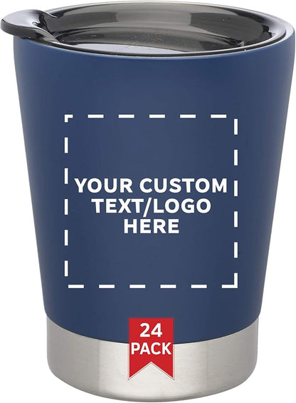 Personalized 12 oz. Itsy Vacuum Insulated Travel Mugs - 24 Pack - Custom Text, Logo - Blue