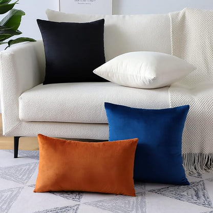 Artscope Luxury Velvet Pillow Covers Super Soft Decorative Square Throw Pillow Covers Case Cushion Covers for Sofa Couch Bedroom Car Decor 22x22 Inch Navy Blue