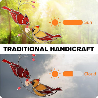 Ciarain Cardinal Suncatcher Stained Glass for Window Hangings, Red Birds Suncatchers for Windows, Cardinal Sun Catcher Gifts for Women,Best Gift for Christmas,Memorial Gifts for Loss of Loved One